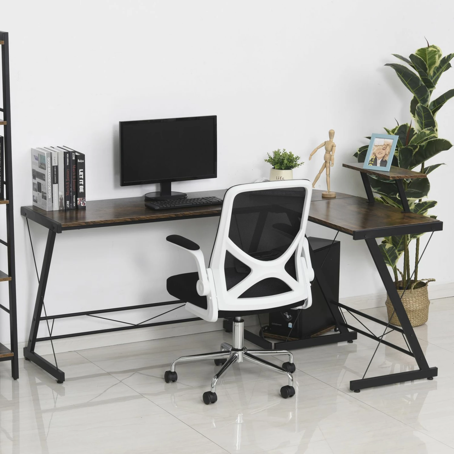 Scrivania Angolare Reversibile Per Computer E PC In Stile Industriale, Per Ufficio O Camera, In Legno 155x115x91.5cm - immagine 2