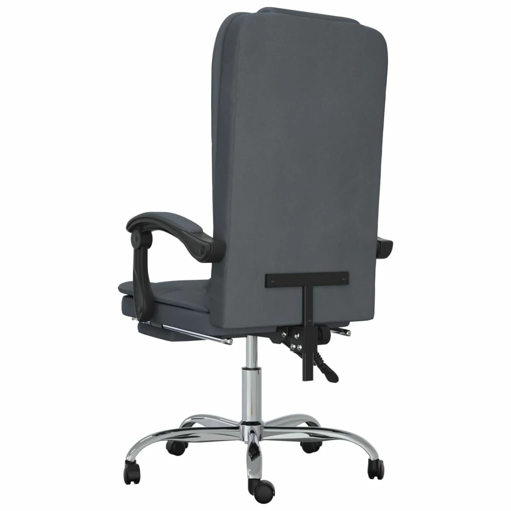 Sedia Da Ufficio Massaggio Reclinabile Grigio Scuro In Velluto - immagine 4