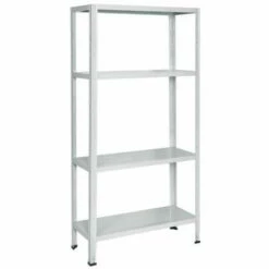 No Brand Kit Scaffale Scaffalatura In Metallo Bulloni A 4 Ripiani 75x30x150 160kg Bianco