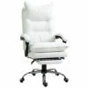No Brand Poltrona Da Ufficio In Similpelle Bianca Regolabile Reclinabile Con Poggiapiedi