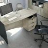 Scrivania Carrollton, Scrittoio Da Ufficio, Tavolo Da Studio Porta PC Con 3 Cassetti, Cm 136x67h74, Rovere E Antracite