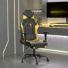 Sedia Da Gaming Con Poggiapiedi Nero E Oro In Similpelle Cod Mxl 61176