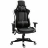 Sedia Da Gaming Ergonomica 72x54x126-136 Cm In PVC Nera E Bianco