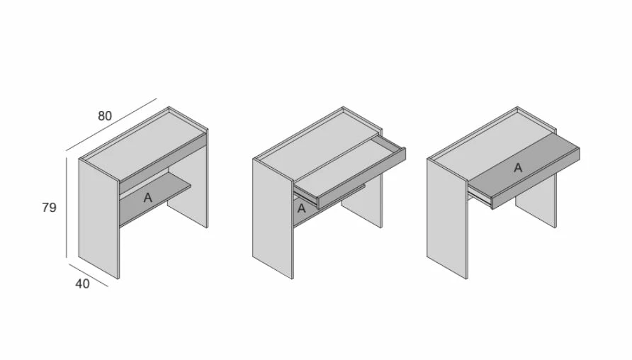 Scrivania Clematide, Scrittoio Moderno Con Cassetto, Tavolo Da Studio O Ufficio Porta PC Portalibri, Made In Italy, Cm 80x40h79, Bianco E Rovere - immagine 6