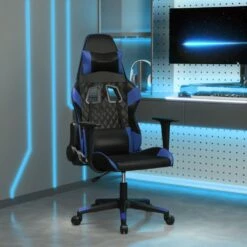 Sedia Da Gaming Massaggiante Nero E Blu In Similpelle Cod Mxl 73222