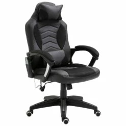 Sedia Da Gaming Ergonomica Massaggiante Riscaldante In Similpelle Nera