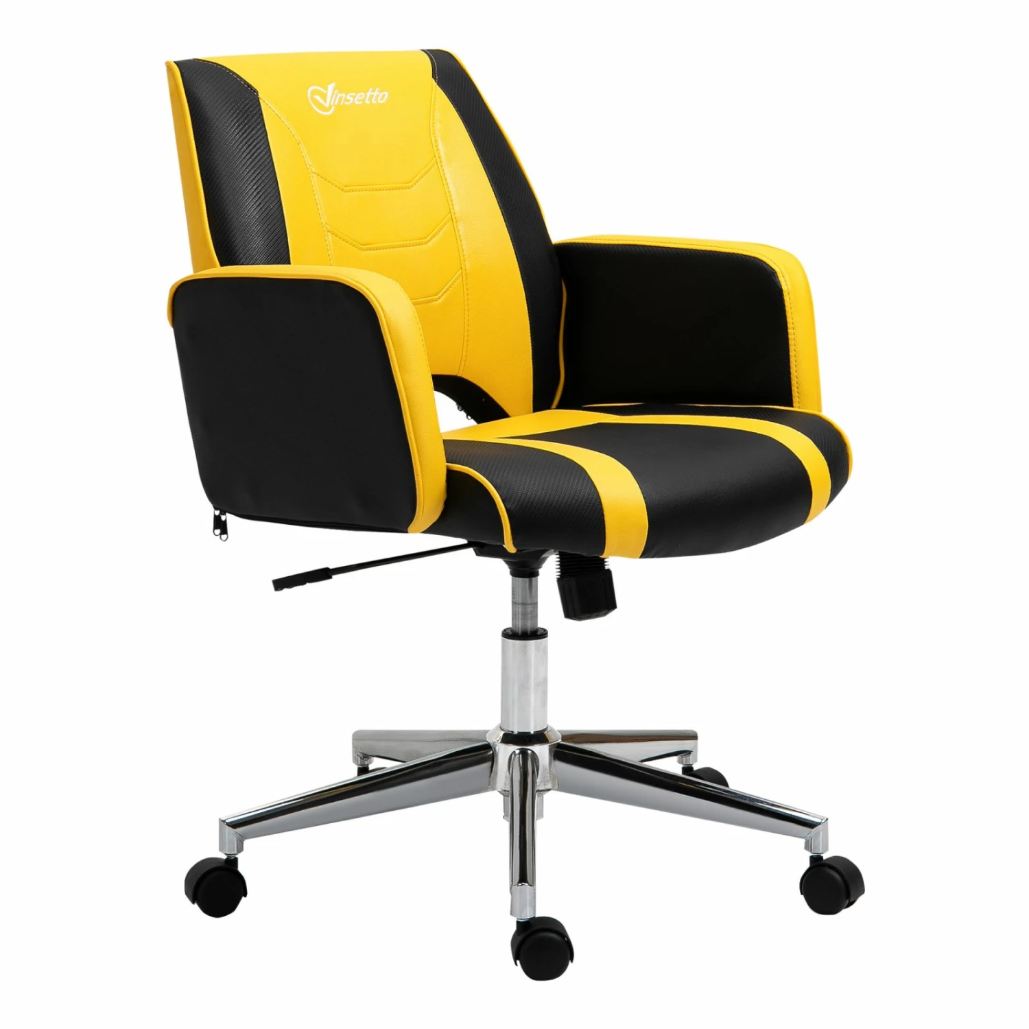 Sedia Da Ufficio Sedia Da Gaming Sgabello Racing Ergonomica Altezza Regolabile Girevole Giallo - immagine 4