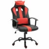 Sedia Da Gaming Ergonomica In Similpelle Altezza Regolabile Con Cuscino Nera E Rossa