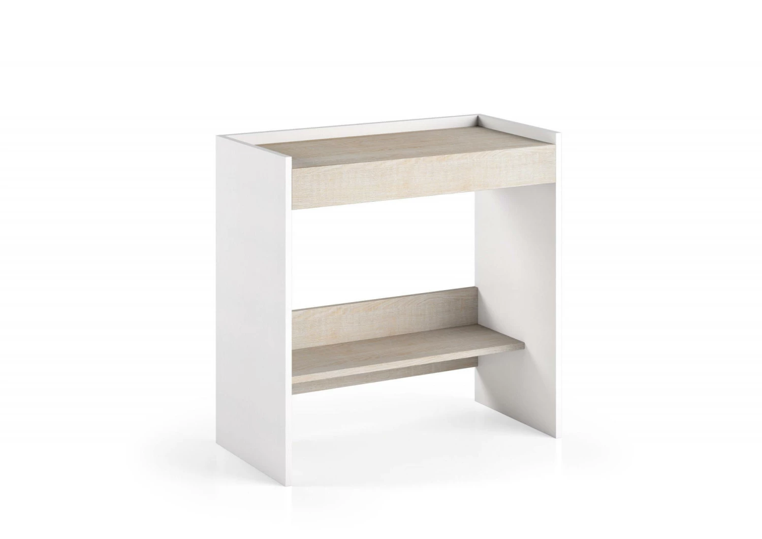 Scrivania Clematide, Scrittoio Moderno Con Cassetto, Tavolo Da Studio O Ufficio Porta PC Portalibri, Made In Italy, Cm 80x40h79, Bianco E Rovere - immagine 4