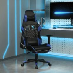 Sedia Da Gaming Con Poggiapiedi Nero E Blu In Similpelle Cod Mxl 67619