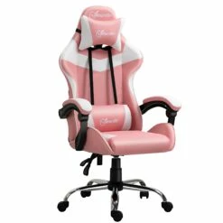 Sedia Da Gaming Ergonomica 63x67x119-127 Cm In Similpelle Rosa