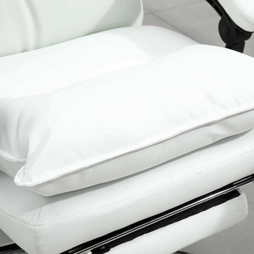 No Brand Poltrona Da Ufficio In Similpelle Bianca Regolabile Reclinabile Con Poggiapiedi - immagine 9