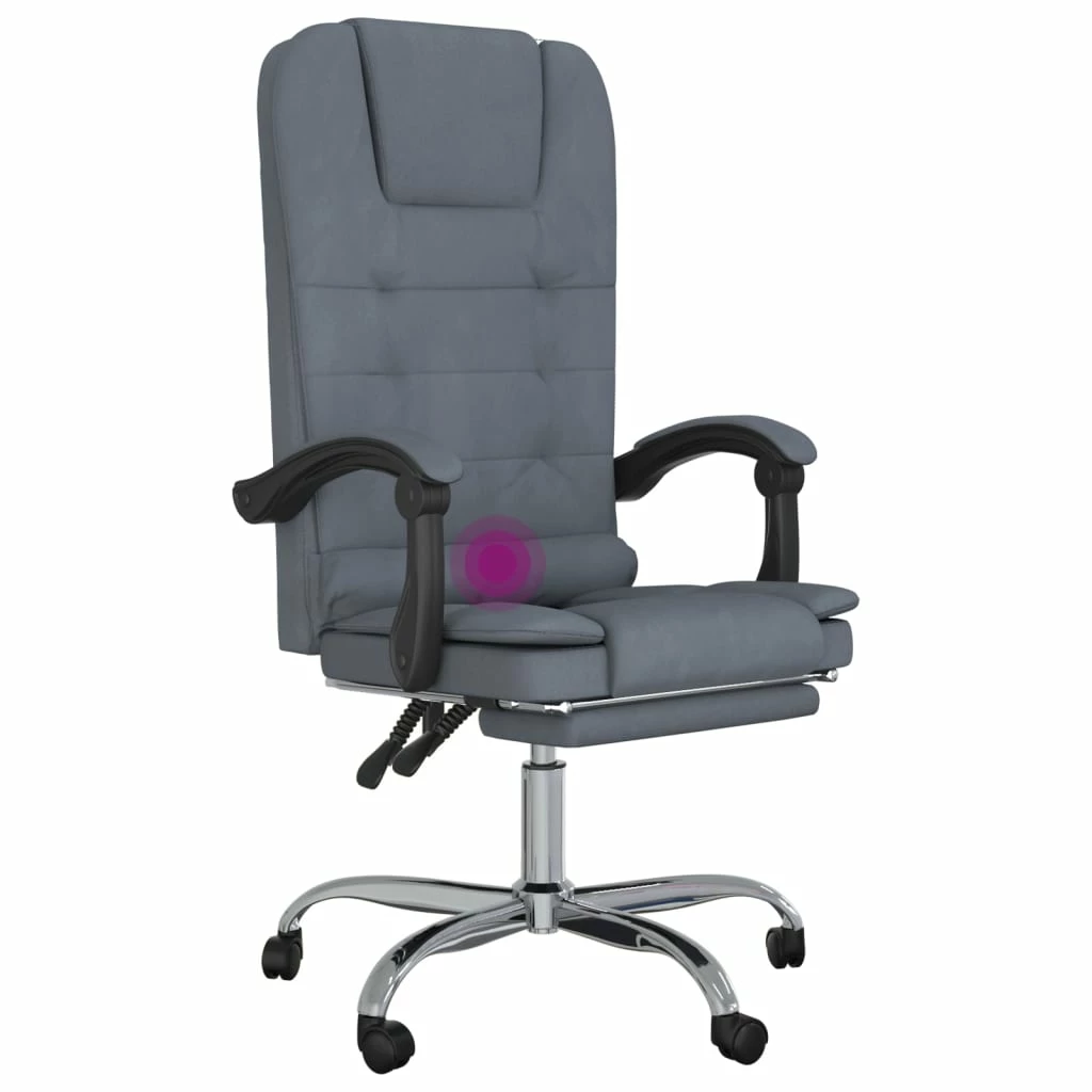 Sedia Da Ufficio Massaggio Reclinabile Grigio Scuro In Velluto - immagine 8