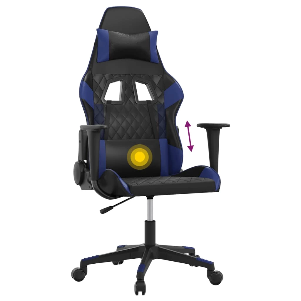 Sedia Da Gaming Massaggiante Nero E Blu In Similpelle Cod Mxl 73222 - immagine 8