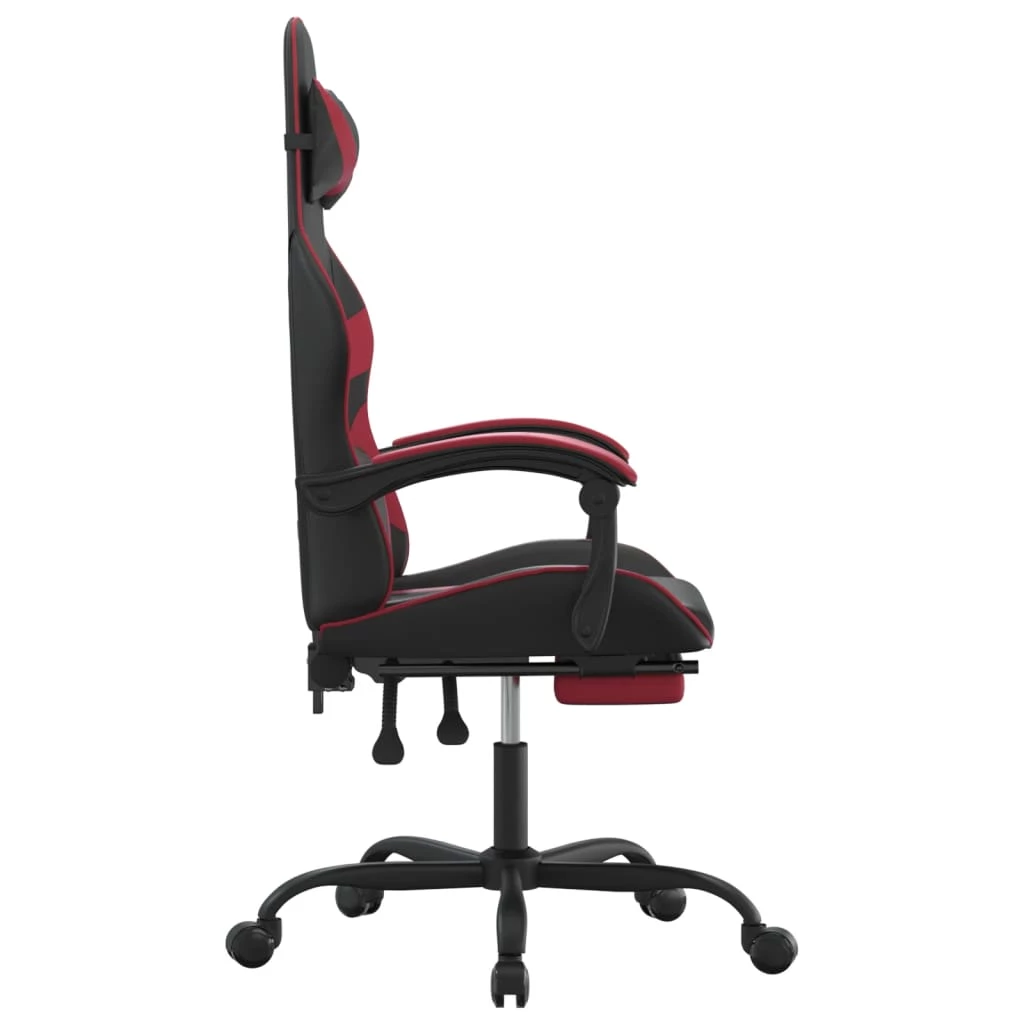 Sedia Gaming Girevole Poggiapiedi Nero E Rosso Vino Similpelle Cod Mxl 68104 - immagine 3