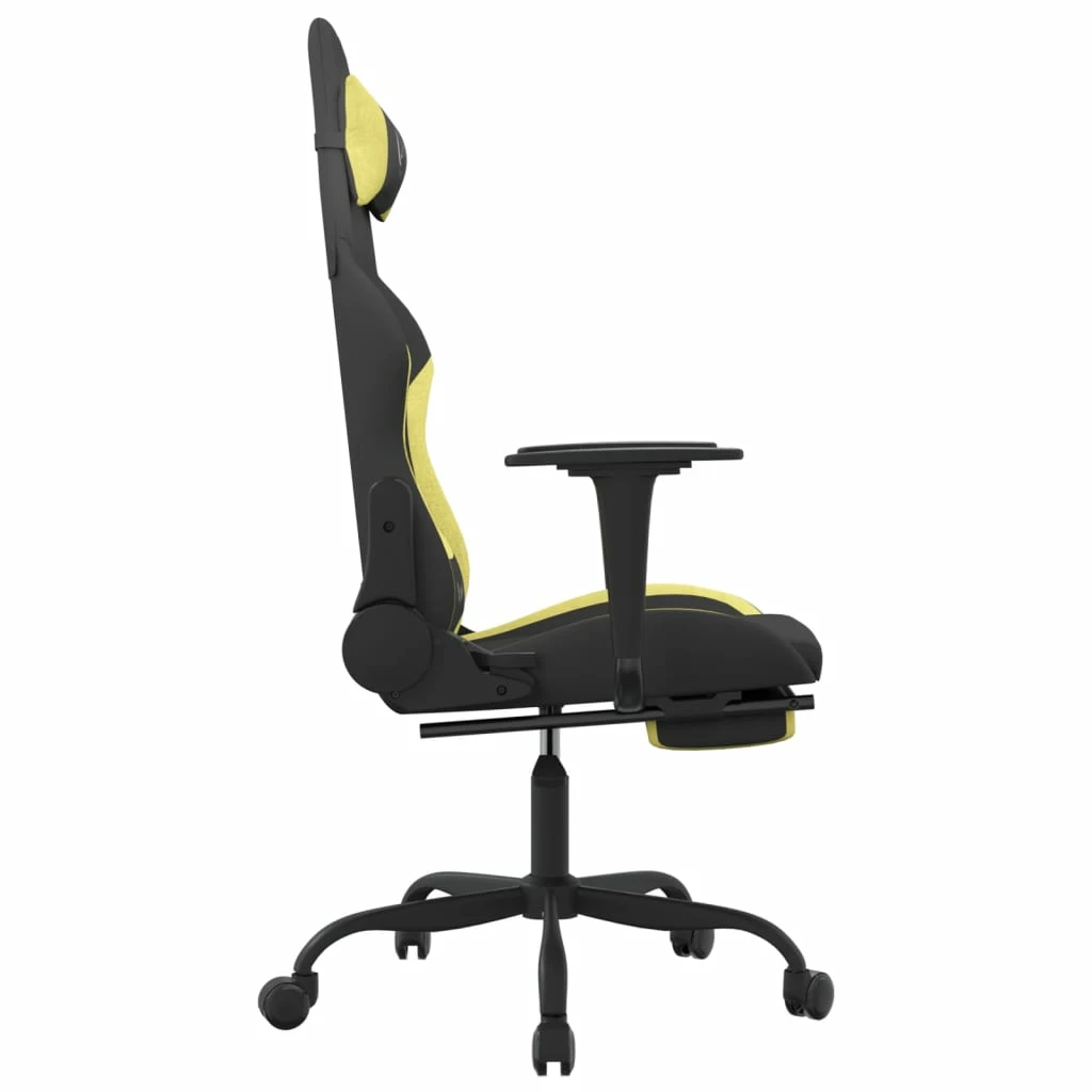 Sedia Da Gaming Con Poggiapiedi Nero E Verde Chiaro In Tessuto Cod Mxl 76874 - immagine 4