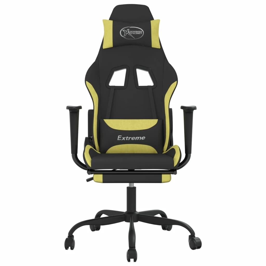 Sedia Da Gaming Con Poggiapiedi Nero E Verde Chiaro In Tessuto Cod Mxl 76874 - immagine 3