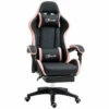 Sedia Da Gaming Ergonomica 65x65x121-129 Cm In Similpelle Rosa E Nero