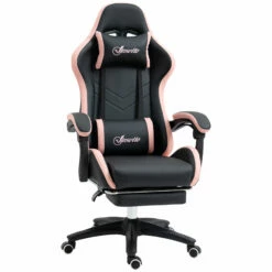 Sedia Da Gaming Ergonomica 65x65x121-129 Cm In Similpelle Rosa E Nero