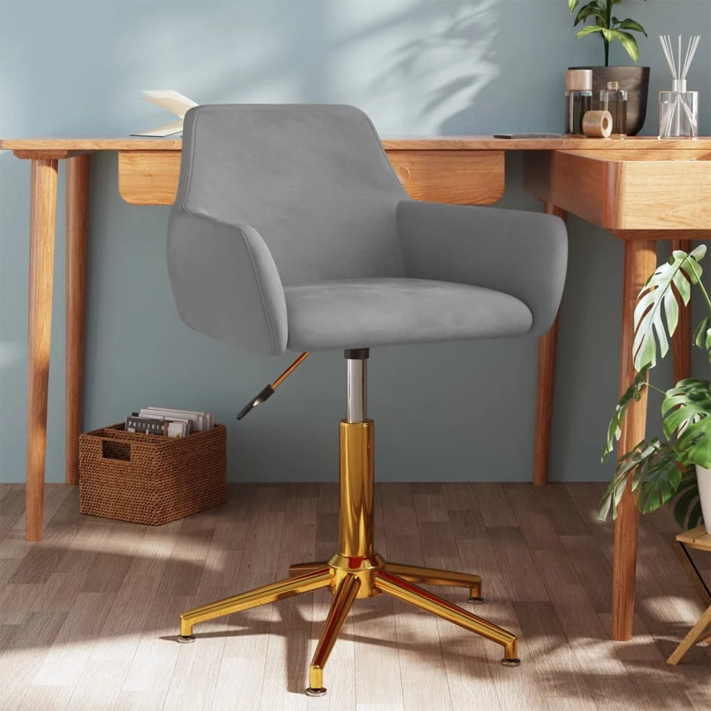 Sedia Da Ufficio Girevole Grigio Chiaro In Velluto Cod Mxl 27870